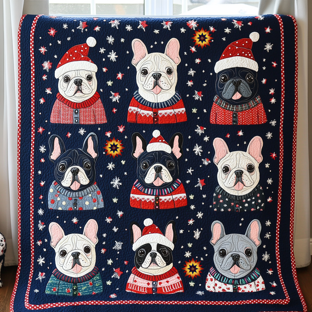 Adorable French Bulldog Christmas XR0912014CL Quilt