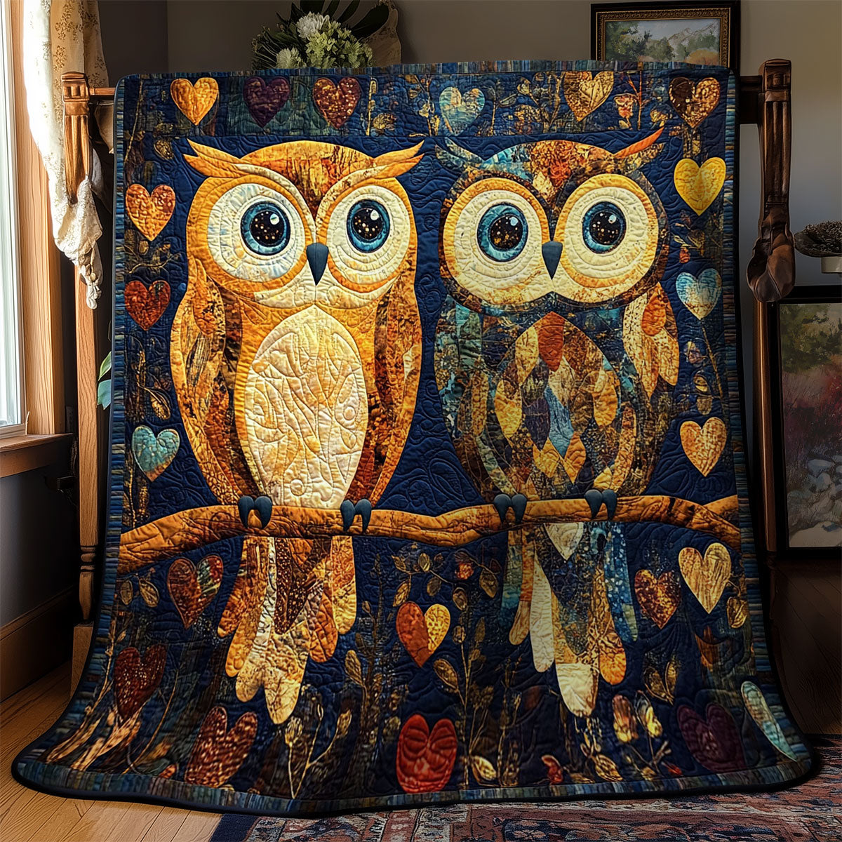 Vintage Couple Owl WY1502076CL Quilt