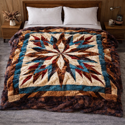 Geometric Lone Star QA2601004CL Faux Fur Throw Blanket