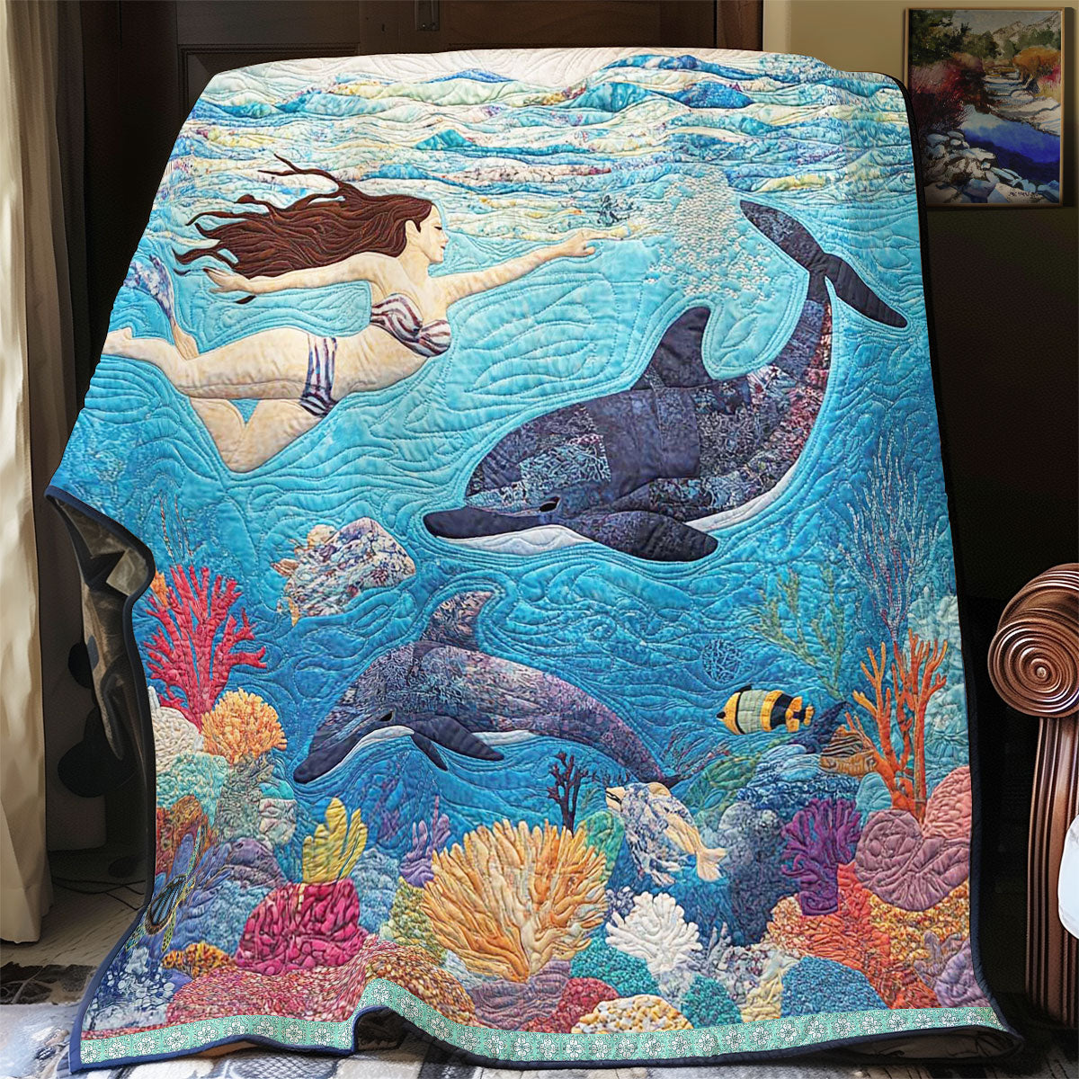 Diving With Dolphin WP1211038CL Quilt