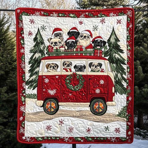 Pug Holiday Ride WN0110016CL Quilt