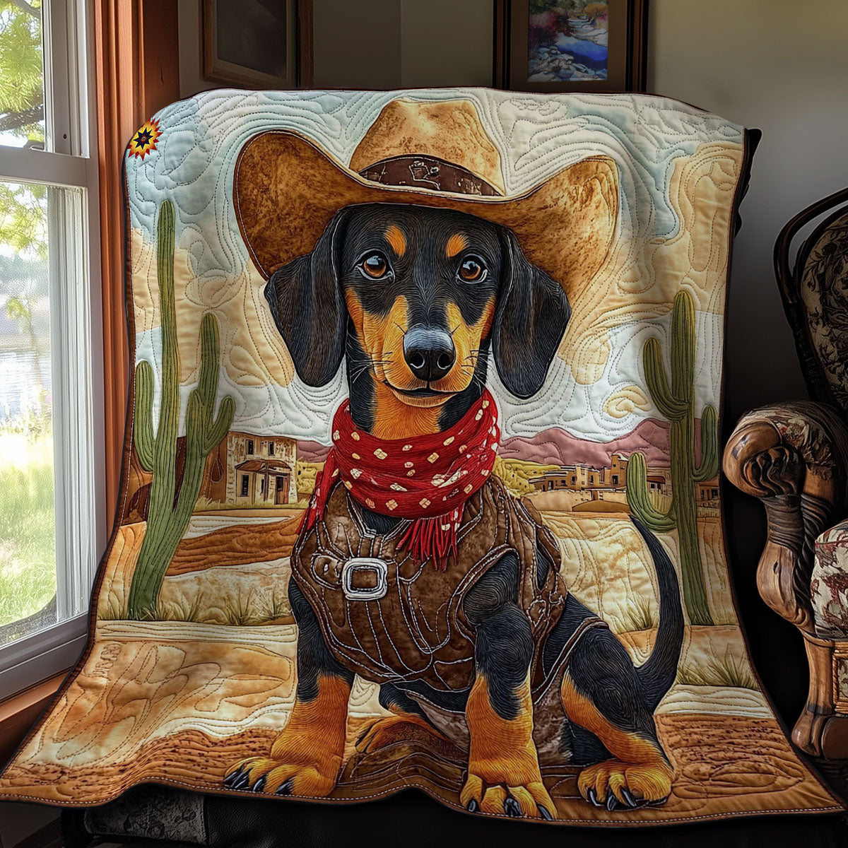 Cowboy Dachshund WY2211009CL Quilt