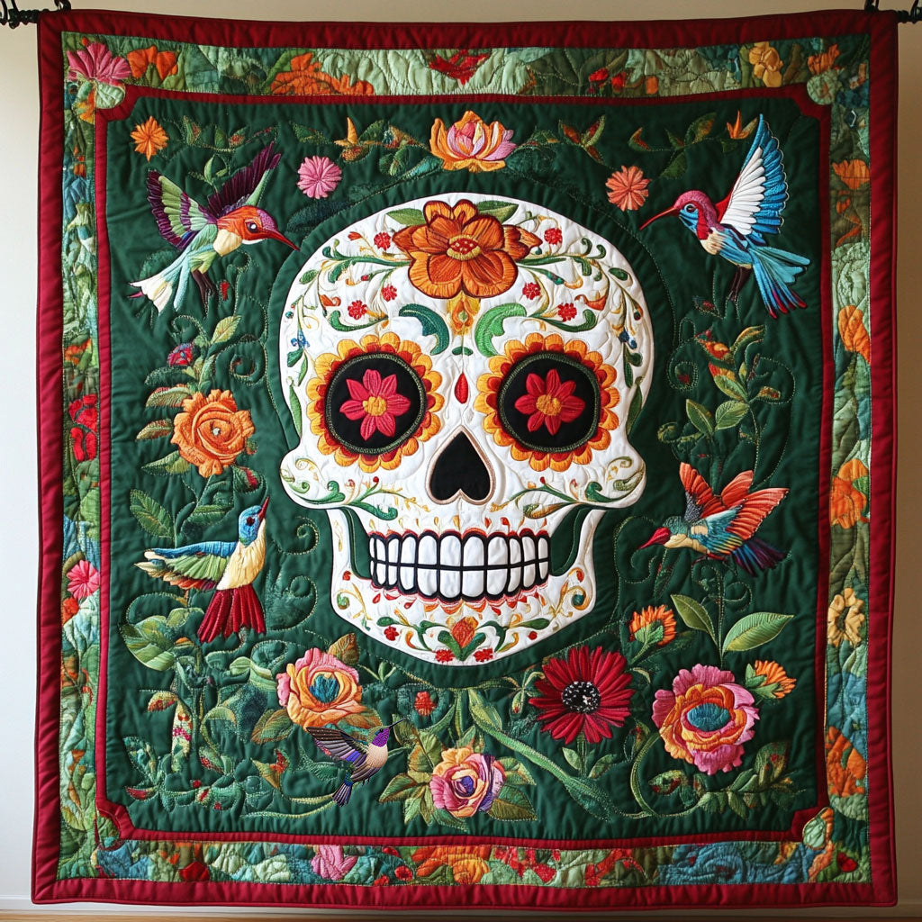 Garden Hummingbird Skull WY1811026CL Quilt