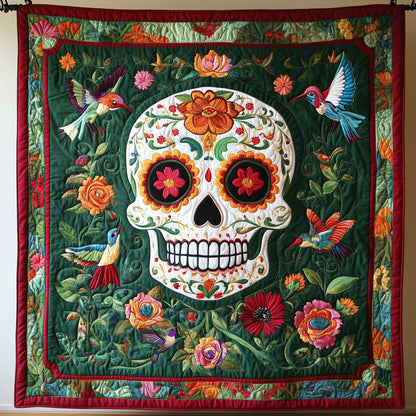 Garden Hummingbird Skull WY1811026CL Quilt