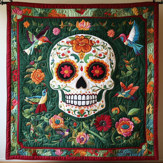 Garden Hummingbird Skull WY1811026CL Quilt