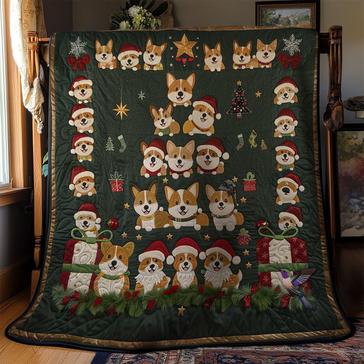 Corgi Christmas Joy WN3110034CL Quilt