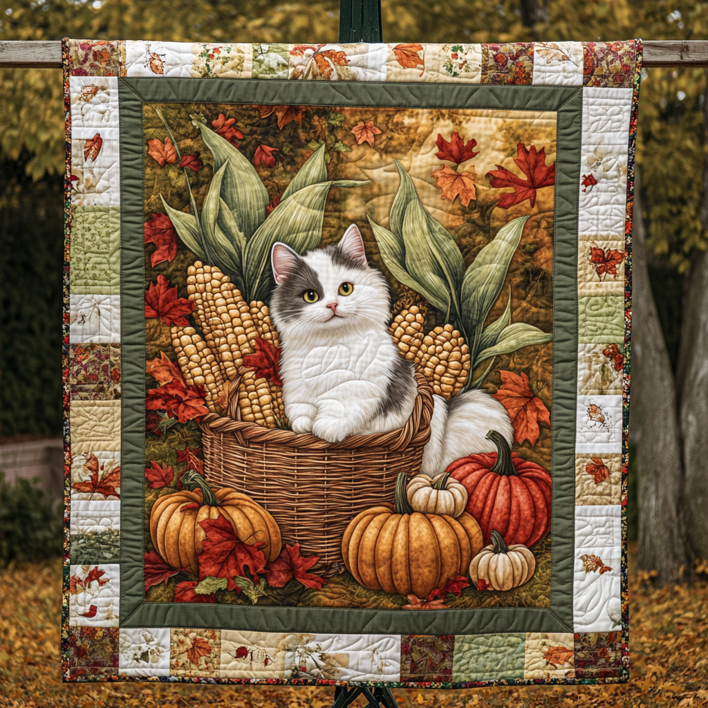 Cat Fall Harvest XR0110008CL Quilt