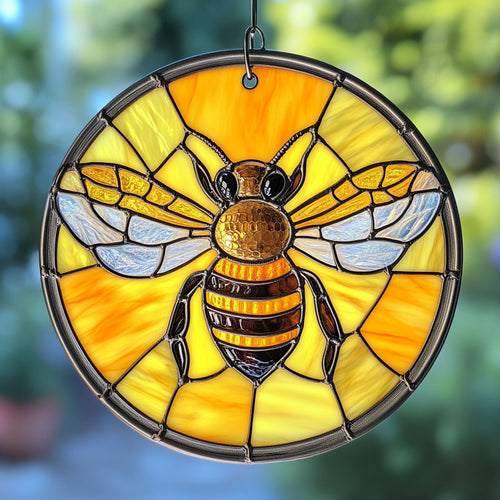 Vibrant Bee WX0801100CL Stained Glass Suncatcher