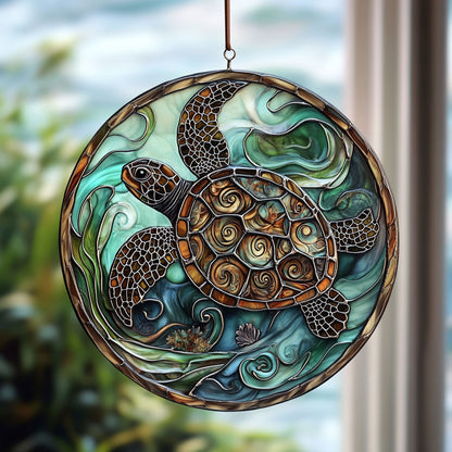 Sea Turtle WU2610081CL Stained Glass Suncatcher