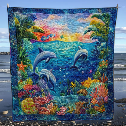 Dolphin Family WY1411002CL Quilt