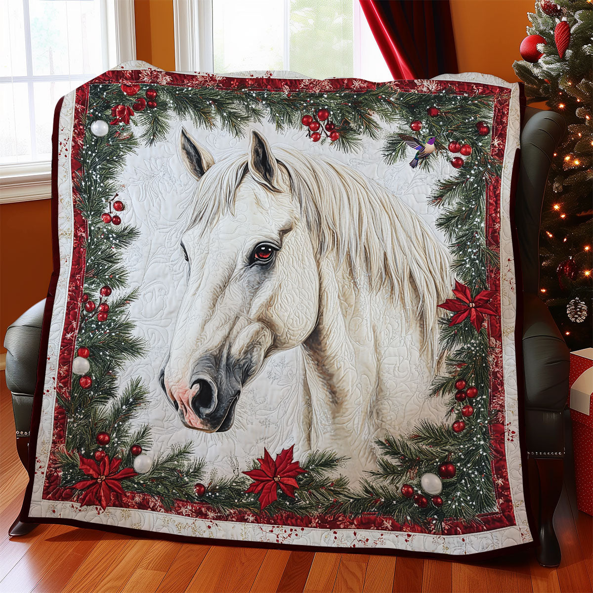 Christmas White Horse WY1911105CL Quilt