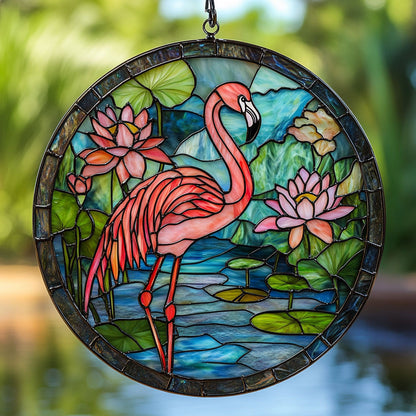 Pink Flamingo Lotus WT0703122CL Suncatcher