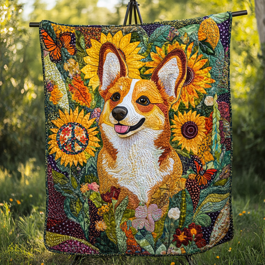 Corgi Blooming Fun WN0310023CL Quilt