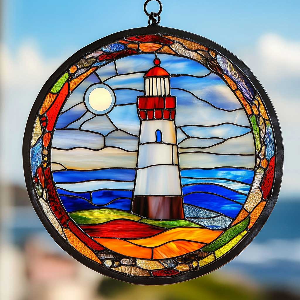 Lighthouse WJ0110044CL Stained Glass Suncatcher