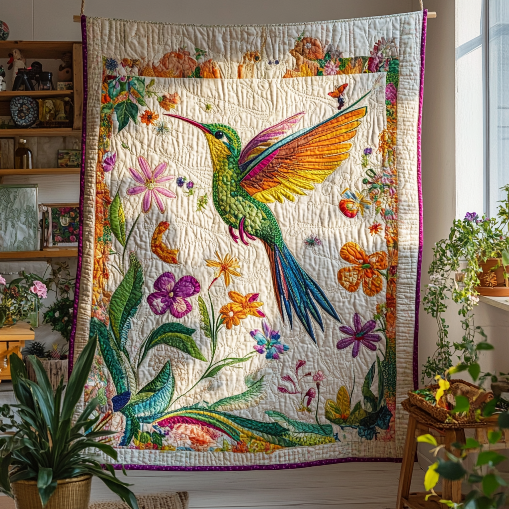 Hummingbird In Bloom WN2309038CL Quilt
