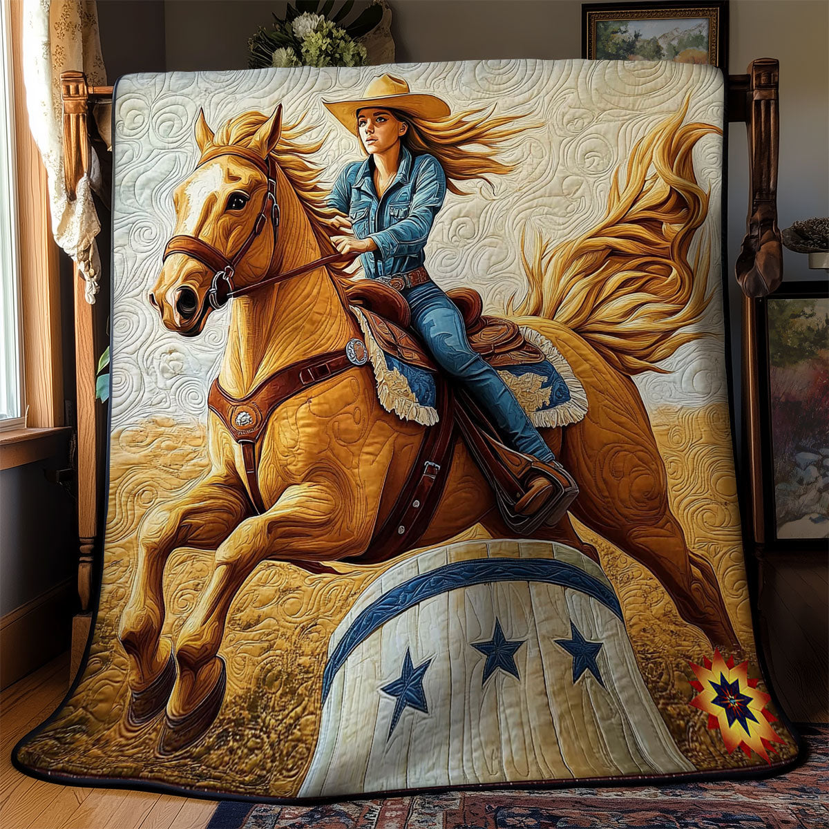 Cowboy Riding Horse WY2611015CL Quilt