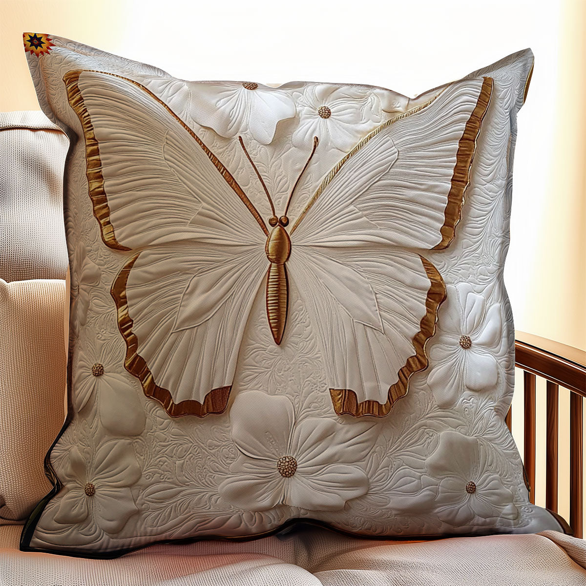 Gold White Butterfly WY0312125CL Quilt Pillow Case