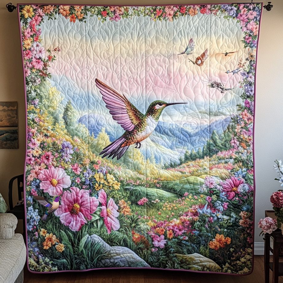 Hummingbird Purple Light  WU0611033CL Quilt