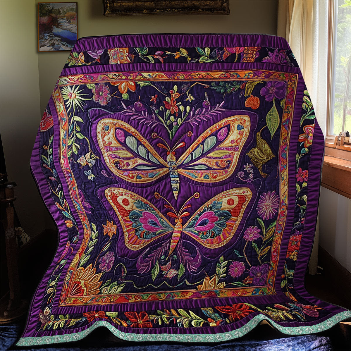 Purple Butterfly WX1911043CL Quilt