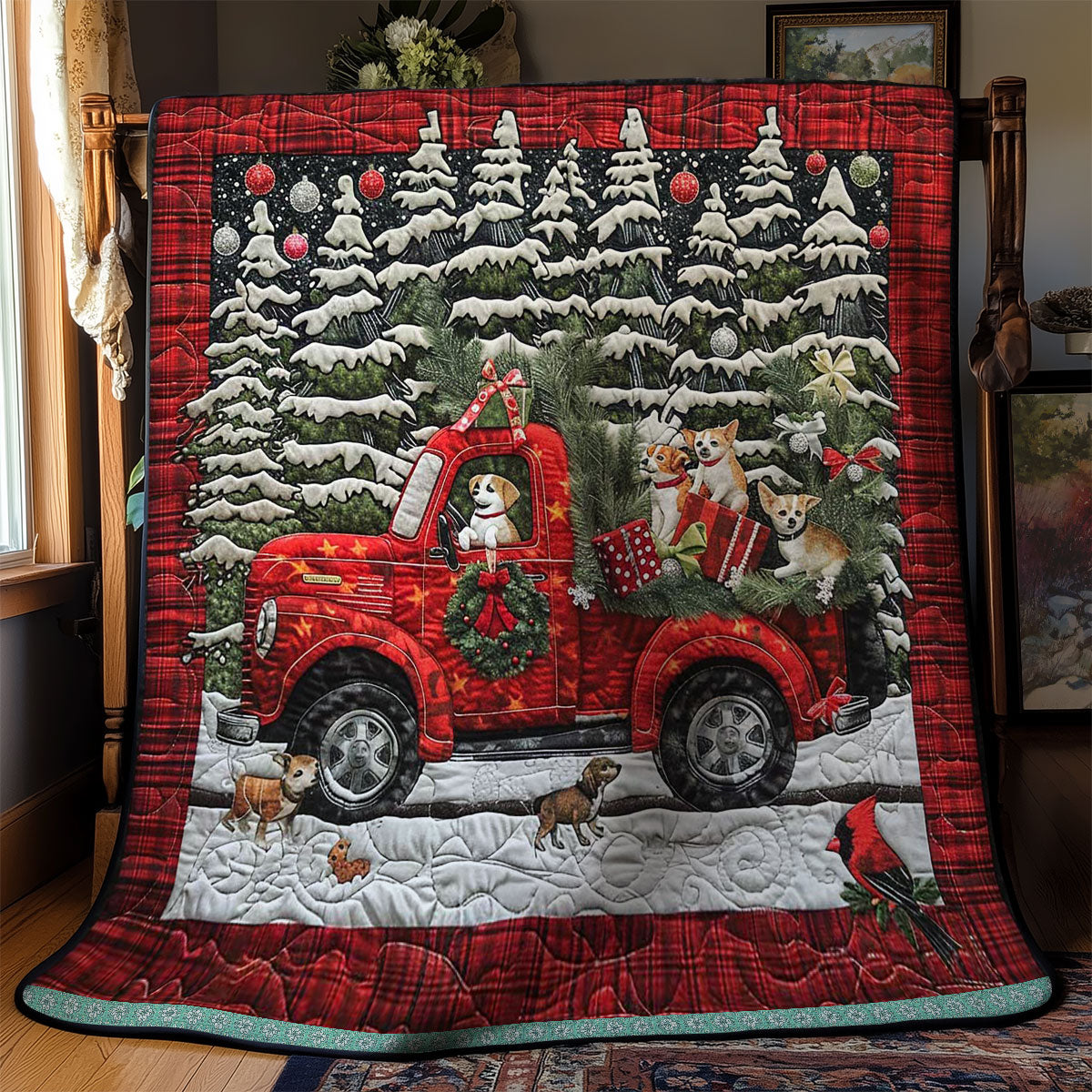 Chihuahua Gifts On Red Truck WN1109032CL Quilt