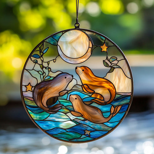 Sea Lion WJ1410038CL Stained Glass Suncatcher