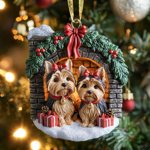 Twinkle Yorkies CP1710057CL Christmas Ornament