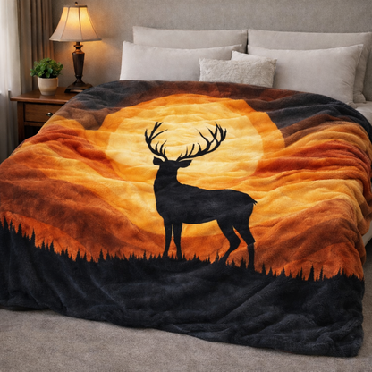 Sunset Deer QA2301006CL Faux Fur Throw Blanket