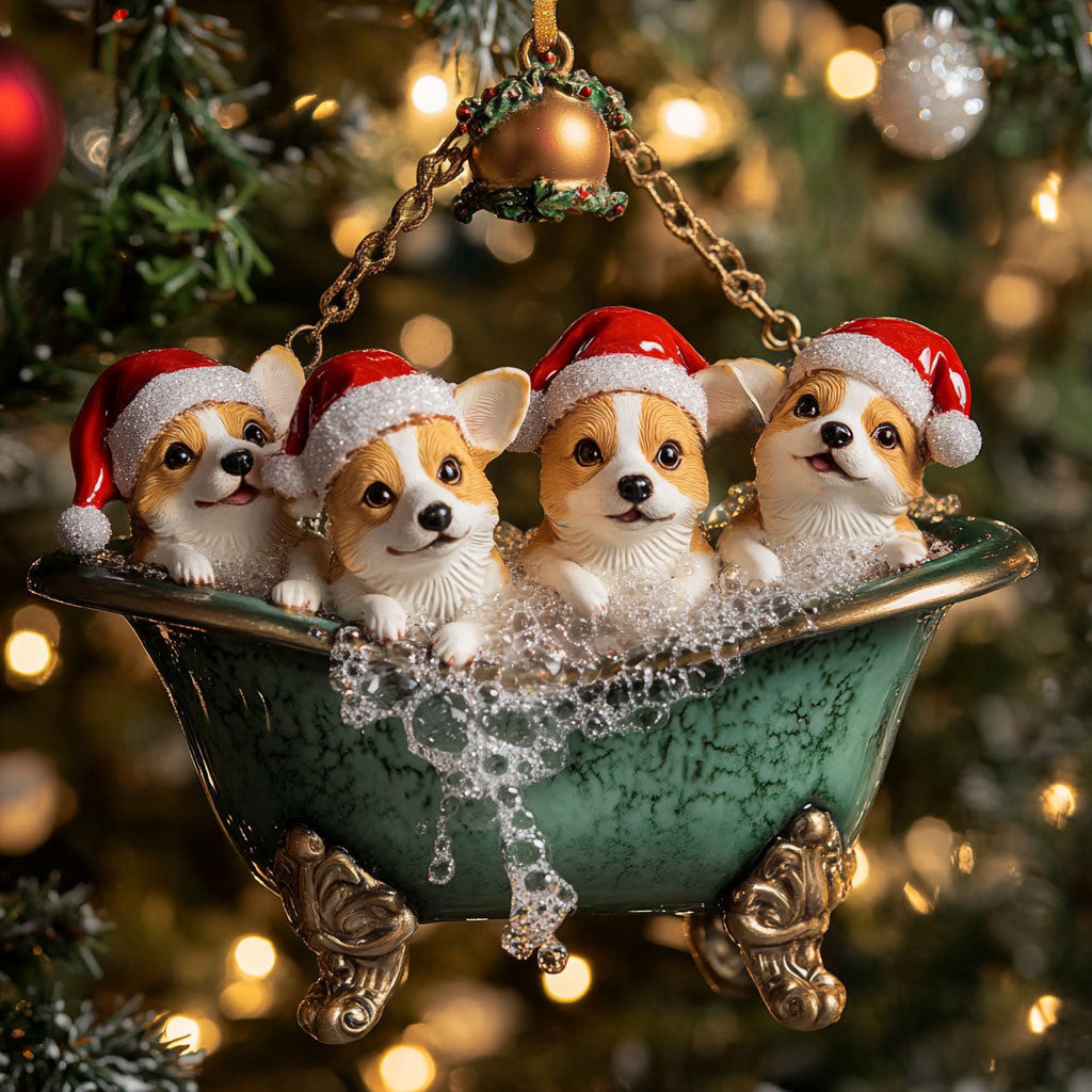 Corgi Cozy Bath WN1610056CL Christmas Ornament