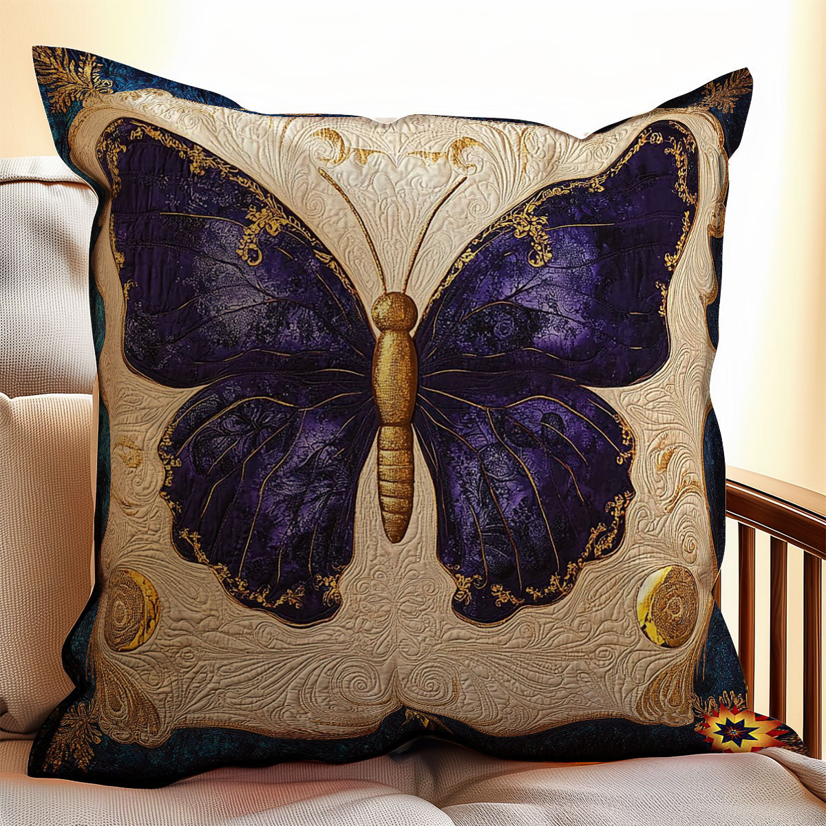 Gold Purple Butterfly WY0912093CL Quilt Pillow Case