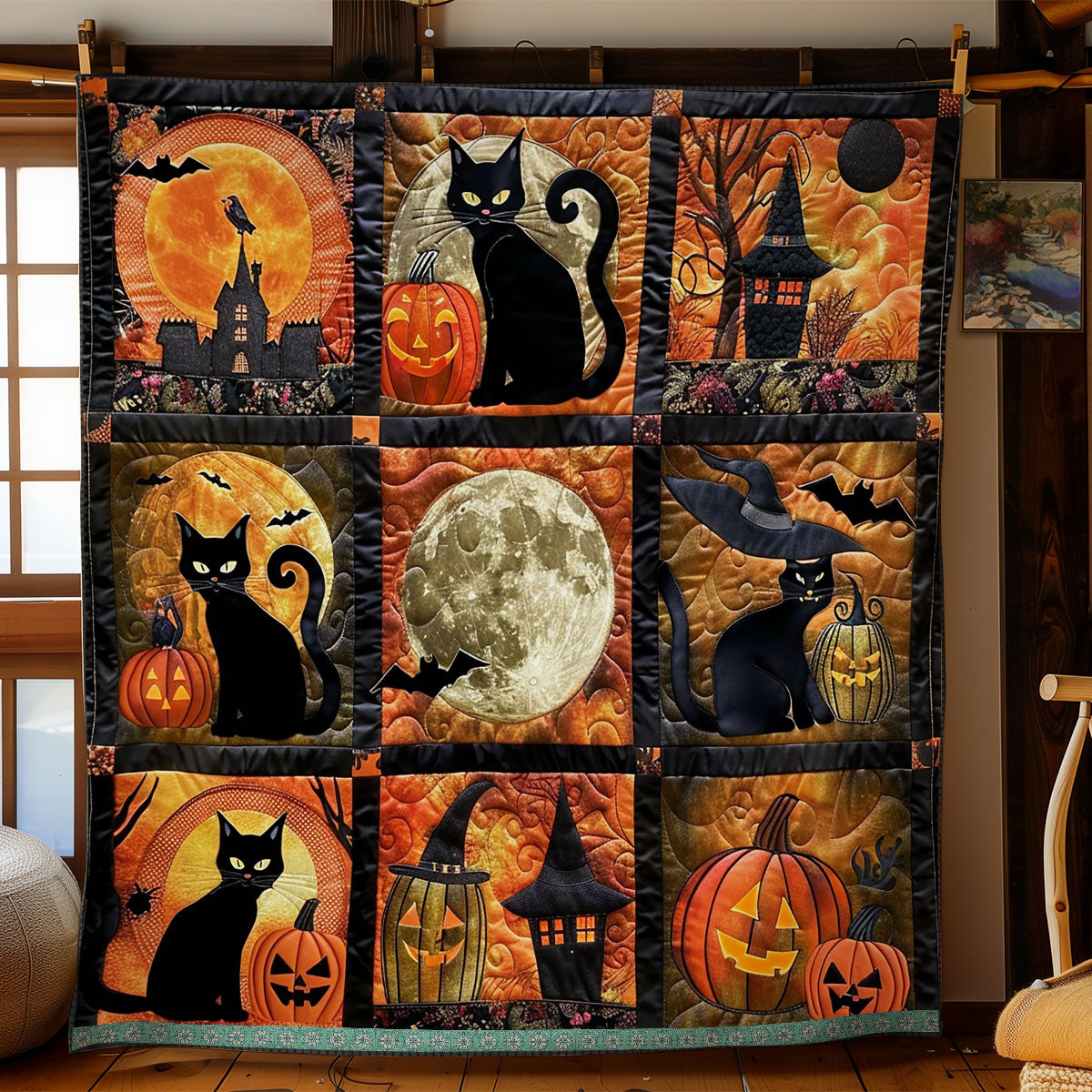 Cat And Bat Halloween WN1309055CL Quilt