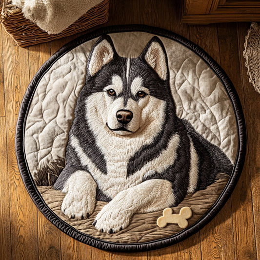 Charming Husky CP2104007CL Quilted Round Mat