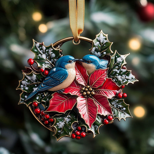 Poinsettia Bluebird WN2710048CL Christmas Ornament