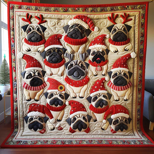 Christmas Pug Collection WP1810015CL Quilt