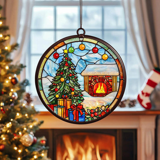 Christmas Tree WJ1410036CL Stained Glass Suncatcher