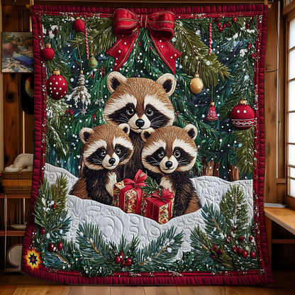 Christmas Of Raccoon Family WY2911021CL Quilt