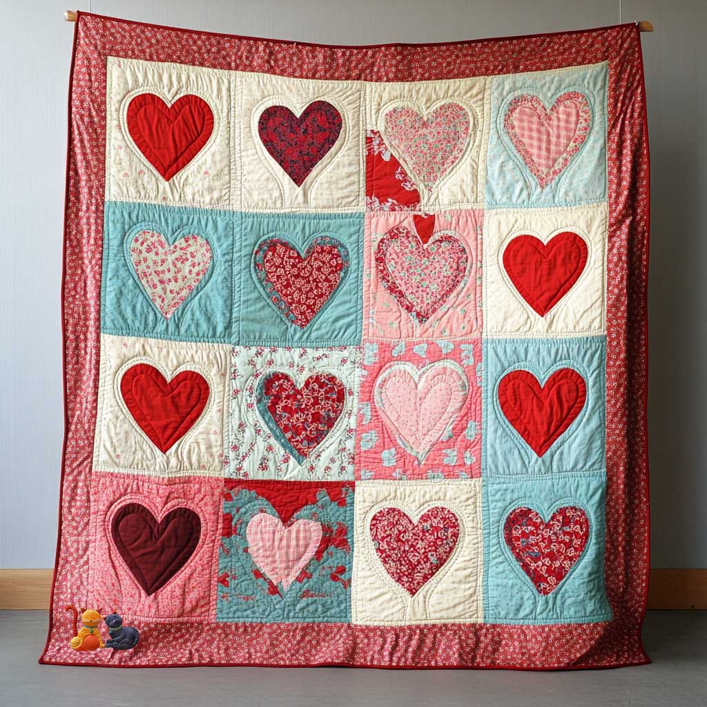 Lovely Heart WP1012020CL Quilt