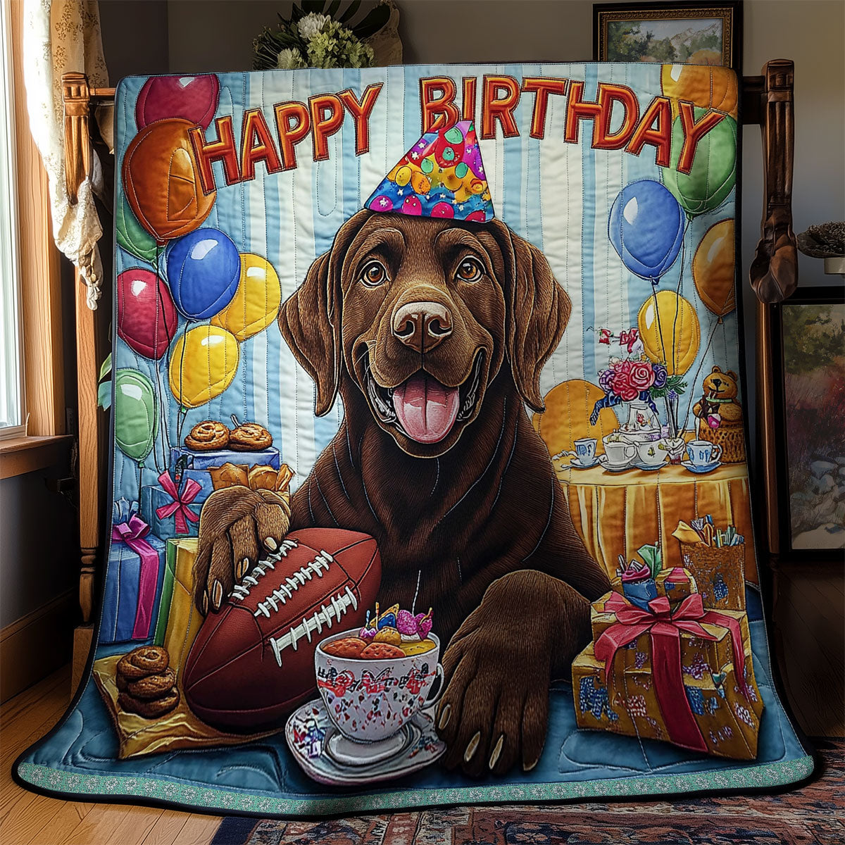 Birthday Labrador Dog WX1411003CL Quilt