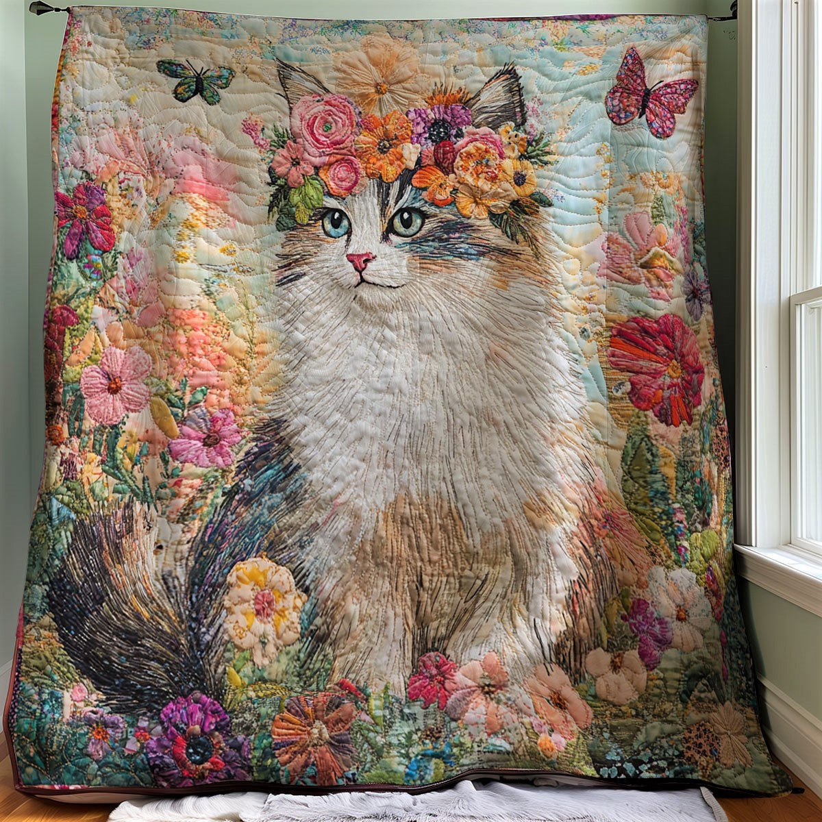 Floral Cat XB1203022CL Quilt