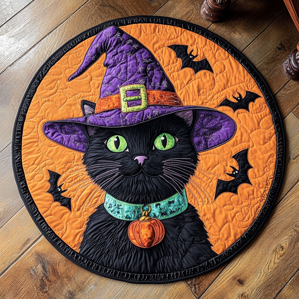 Witchy Cat CP0707033CL Quilted Round Mat