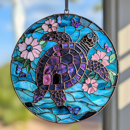 Turtle And Flower WY2202231CL Suncatcher