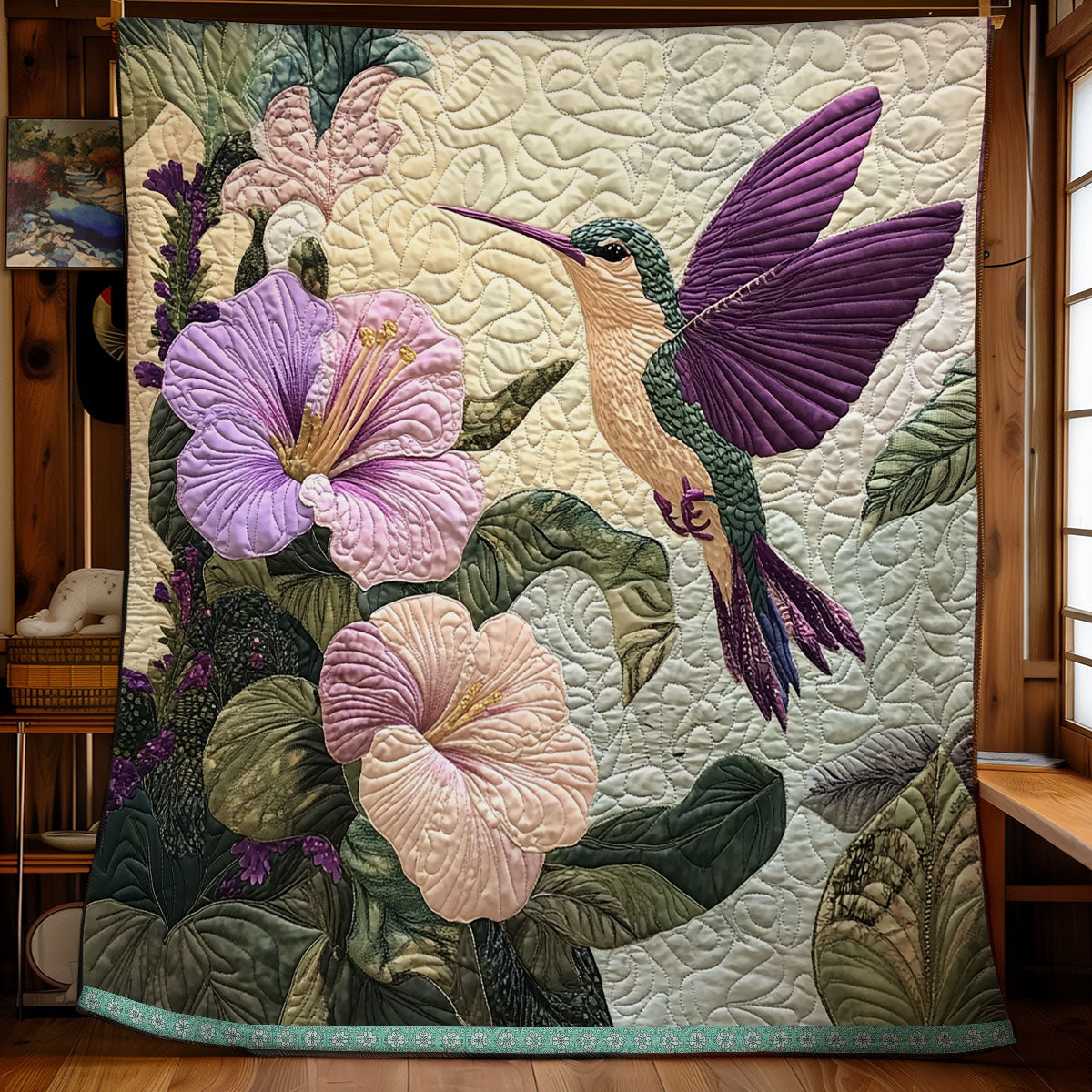 Purple Hummingbird WX2211038CL Quilt