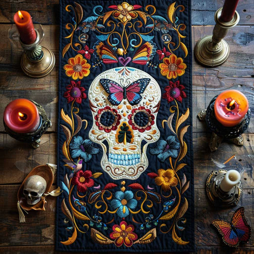 Blooming Skull WN3010101CL Quilted Table Runner