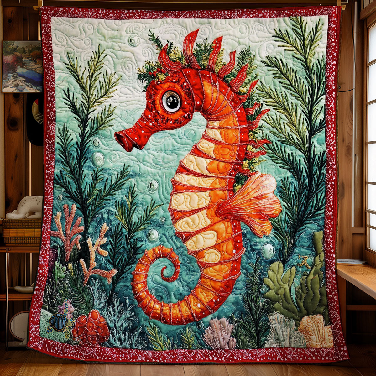 Christmas Seahorse WY1311005CL Quilt