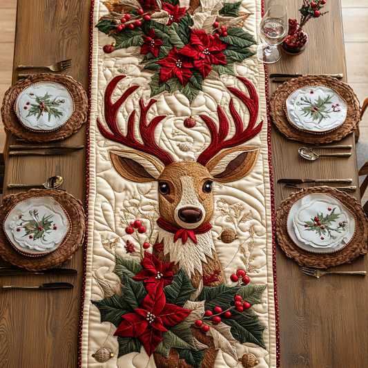 Christmas Reindeer XR2609017CL Quilted Table Runner