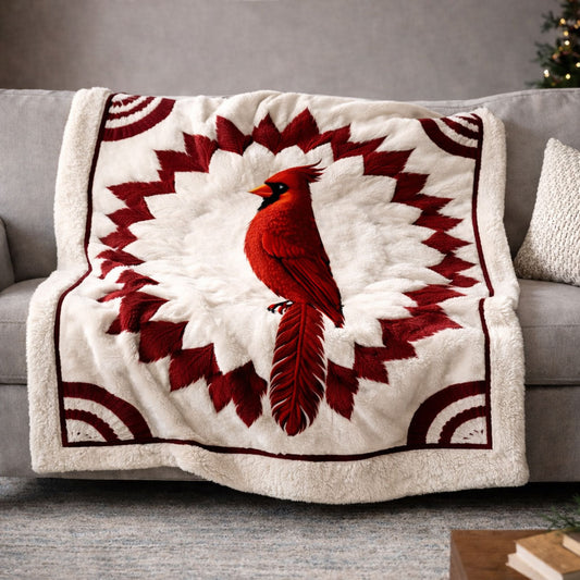Red Cardinal KL2401001CL Faux Fur Throw Blanket