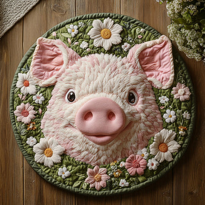 Floral Pig CP2804008CL Quilted Round Mat