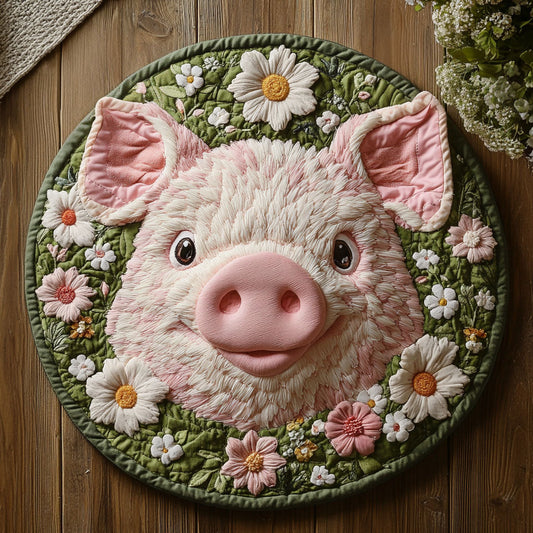 Floral Pig CP2804008CL Quilted Round Mat