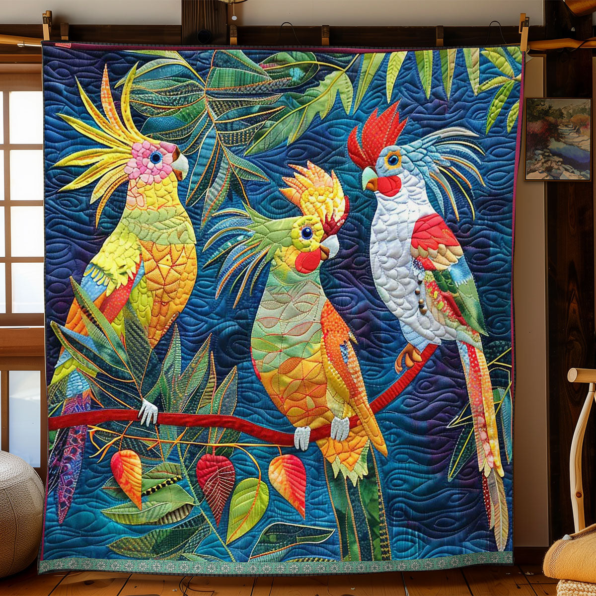 Tropical Cockatiels WJ3009019CL Quilt