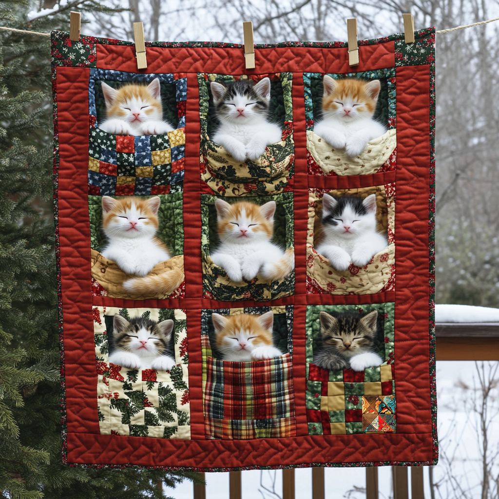 Christmas Sleeping Cat WP2210019CL Quilt