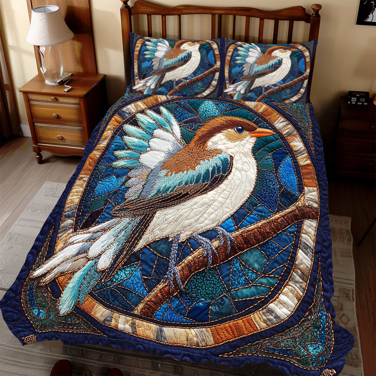 Orange Blue Bird WX1812075CL Duvet Cover Set